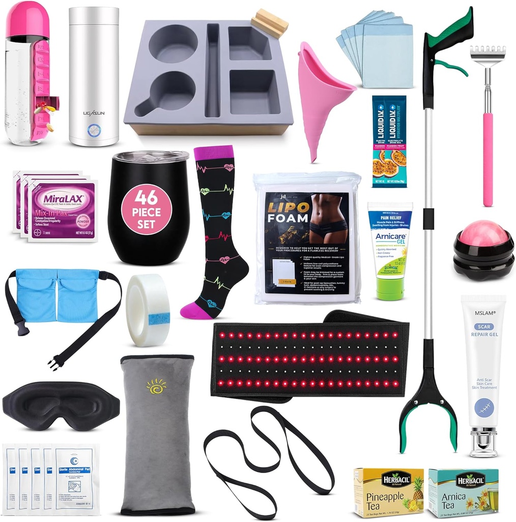 Ultimate Tummy Tuck Inddrivelse Kit med Scar Care Red Light Therapy Wrap - Premium Post- Op Supplies og skal have essentials til mor Makeover