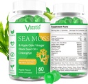 2 Pack Organic Irish Sea Moss Gummies med Black Seed Oil, Chlorophyll - Thyroid, Mood, Energy & Immunsupport - Kvinder & Mænd, Voksen & Kid - 120 Vegansk Gummies