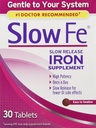 Slow Fe Iron Supplement - Slow Release Tablets, High Potency, Adtle on Your System, 30 Tablets (pakning med 3)