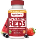Feel Great Vitaminer Superfruit Reds - Antioxidant Superfood med polyphenoler til Anti- Aging & immunforsvar - Acai, Mangosteen, Pomegranat, Blåbær & meget mere - 60 kapsler
