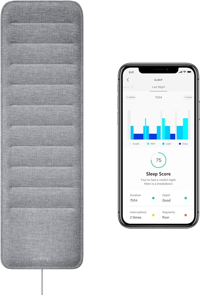 Withings Sleep - Sleep Tracking Pad under Mattress med søvn cyklus analyse