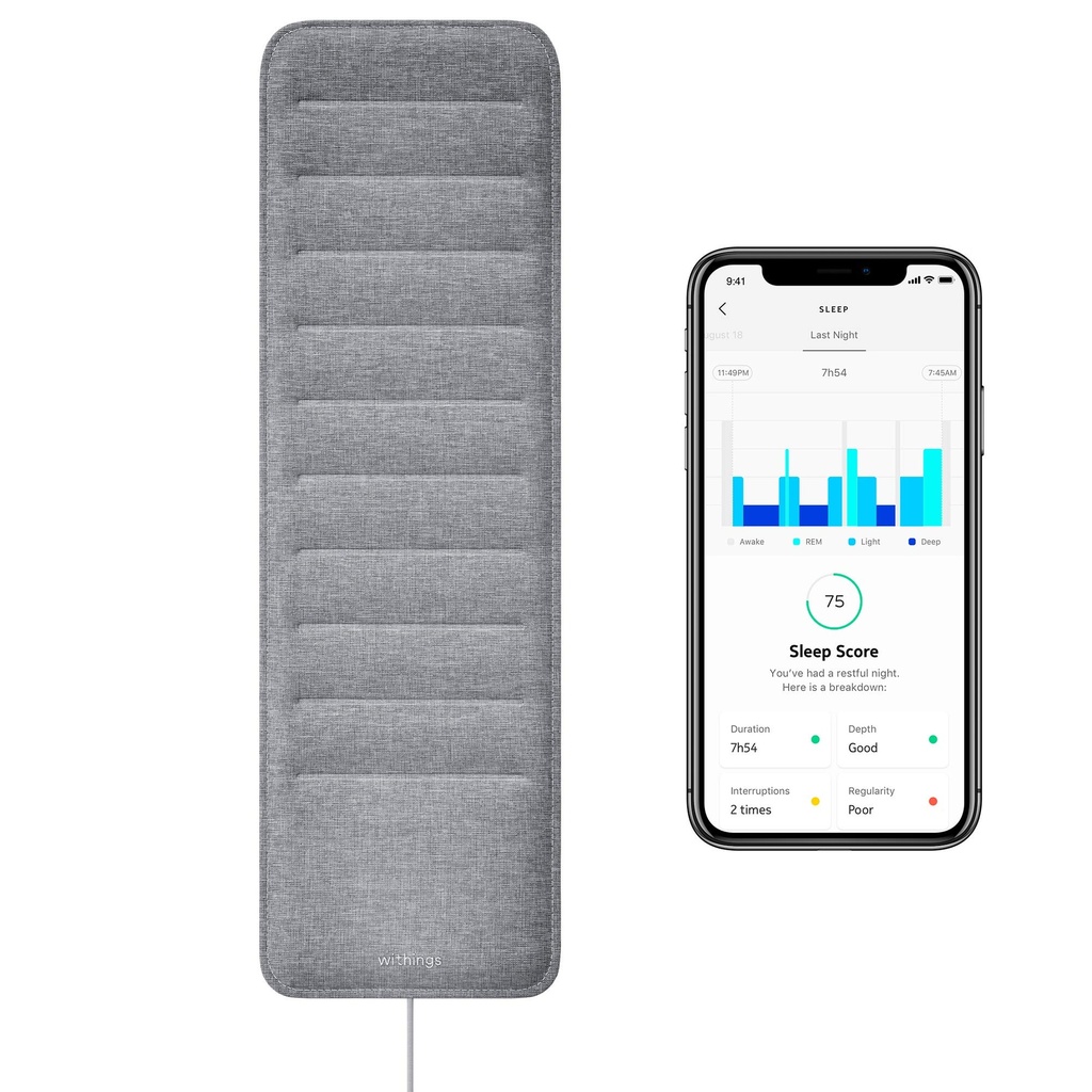 Withings Sleep - Sleep Tracking Pad under Mattress med søvn cyklus analyse