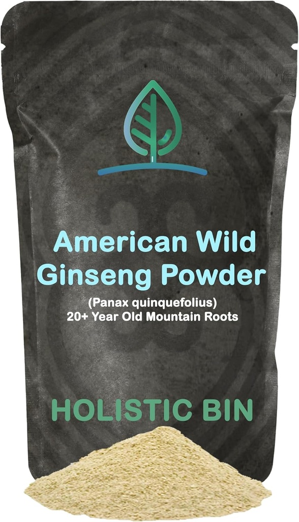 Holistisk Bin Wild American Ginseng Powder Pure Organic Ginseng supplement Lavet med Wild Hartered 20 + År Gamle Rødder fra Appalachia (Panax Quinquefolius)