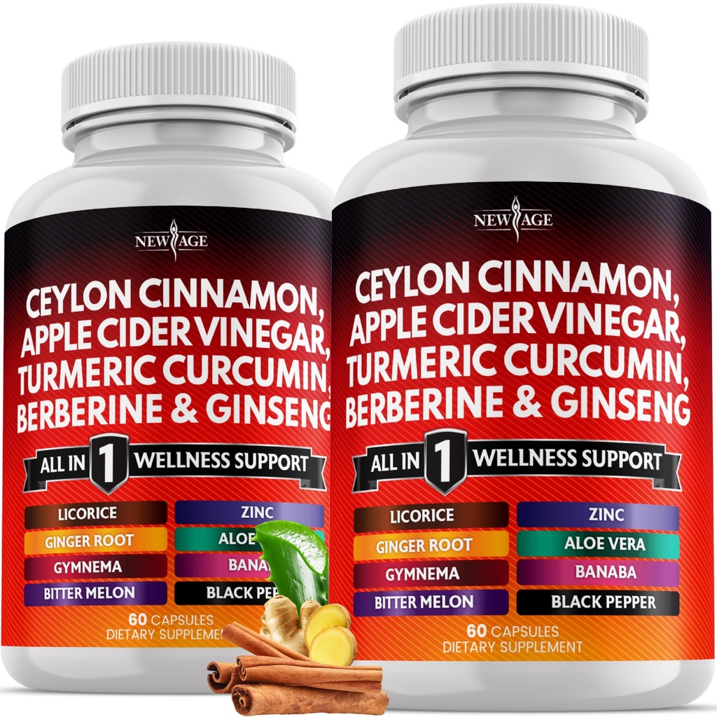 Ceylon Kanel, Gurkemeje, Æblecider, Ginseng, Aloe Vera, Berberine Plus Banaba, Ginger Root - 120 Greve