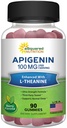Apigenin 100mg med L- Theanine 100mg Gummies - Apigenin supplement til søvn - Natural Extract Gummy Alternativ til kapsler, piller, pulver & te - 2 Per Servering