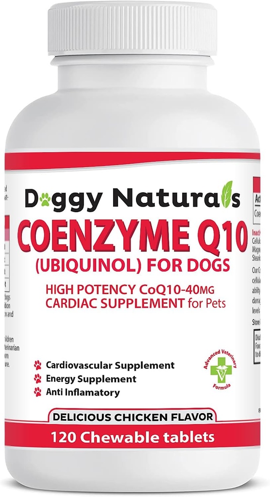 Coenzym Q10 High Potence COQ10- 40mg UBIQUINOL til hunde (120 tabletter) Lavet i USA CoQ10 til hunde