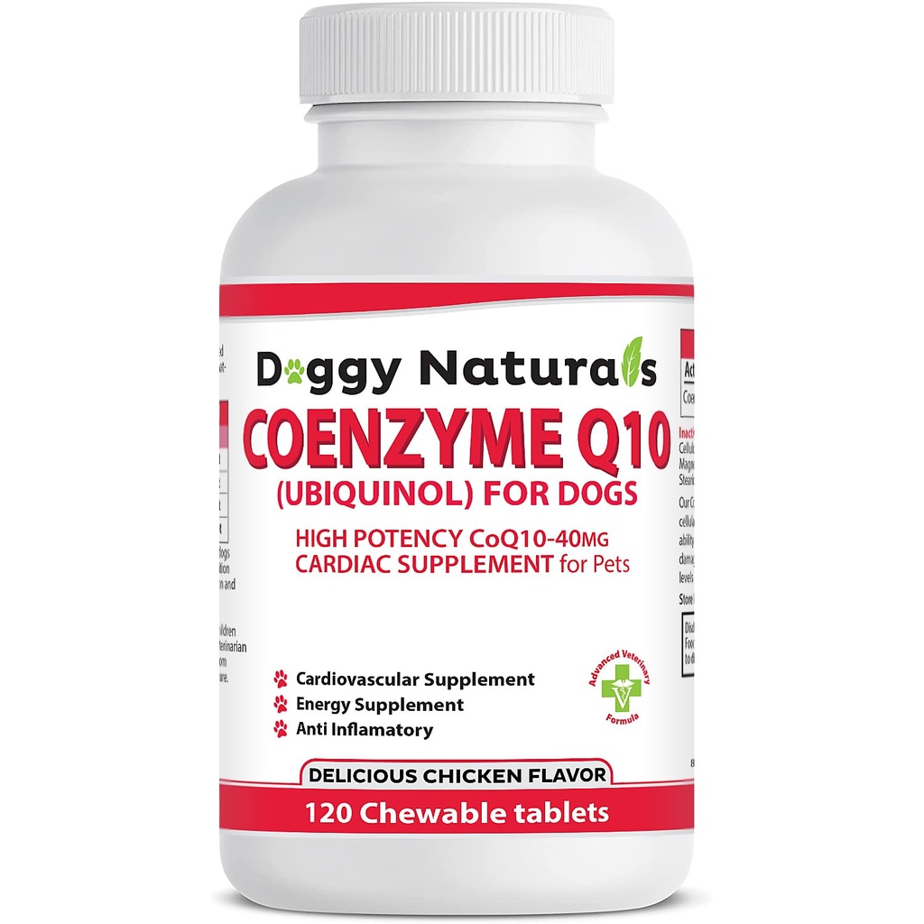 Coenzym Q10 High Potence COQ10- 40mg UBIQUINOL til hunde (120 tabletter) Lavet i USA CoQ10 til hunde