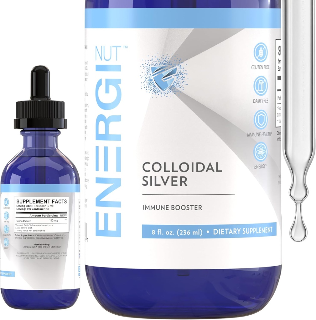 ENERGI kolloid sølv væske, immunsupporttillæg, immunitet System supplement til voksne og børn, kolloide sølv dråber eller spray, 8 Fl Oz flaske