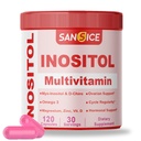 Myo & D- Chiro Inositol Multivitamin Kapsler, 2000mg Myo - Inositol & 50mg D- Chiro Inositol 40: 1 Blend, Vitamin B8 Supplement for kvindelige Hormone (120 Kapsler)