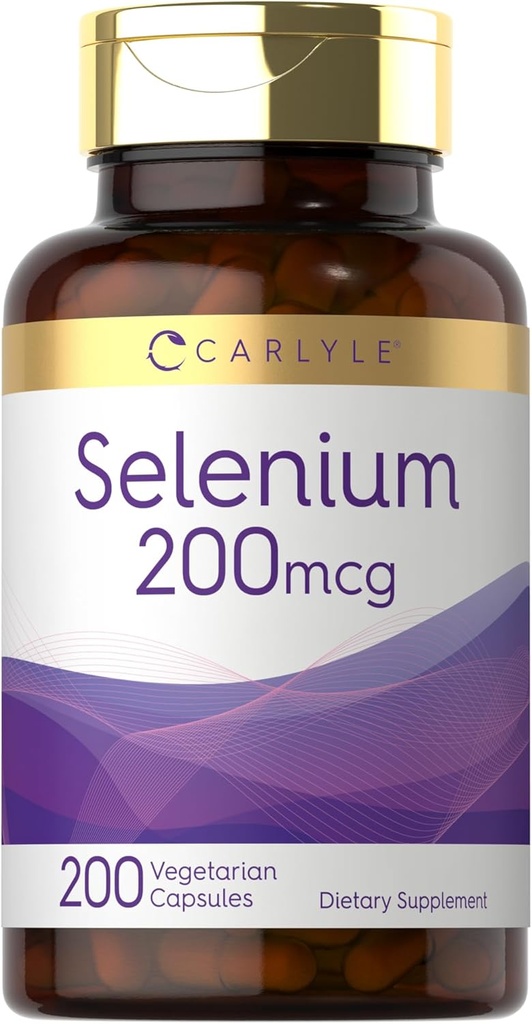 Carlyle Yeast Free Selenium Supplements 124; 200mcg MSD 124; 200 Capsules MSD 124; Vegetar, non-GMO, og Gluten Free Mineral Formel 124; L- Selenomethionin MSD 124; Værdi størrelse