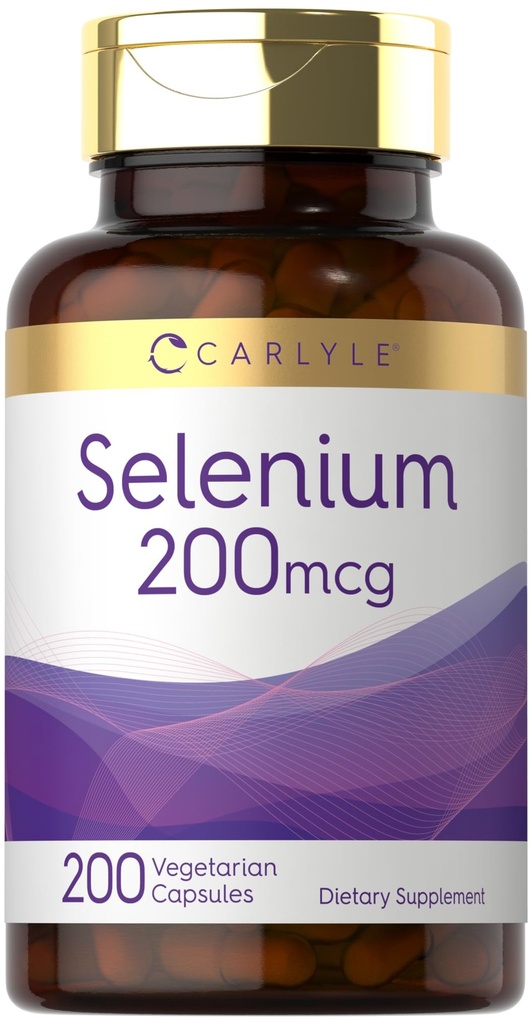 Carlyle Yeast Free Selenium Supplements 124; 200mcg MSD 124; 200 Capsules MSD 124; Vegetar, non-GMO, og Gluten Free Mineral Formel 124; L- Selenomethionin MSD 124; Værdi størrelse