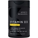 Sports Research ® Vitamin D3 w / Coconut MCT Oil - High Potency Vitamin D3 5000iu (125mcg) Supplement til immun- og benstøtte - Seed Oil Free - Non- GMO - Gluten Free (360 Liquid Softgels)