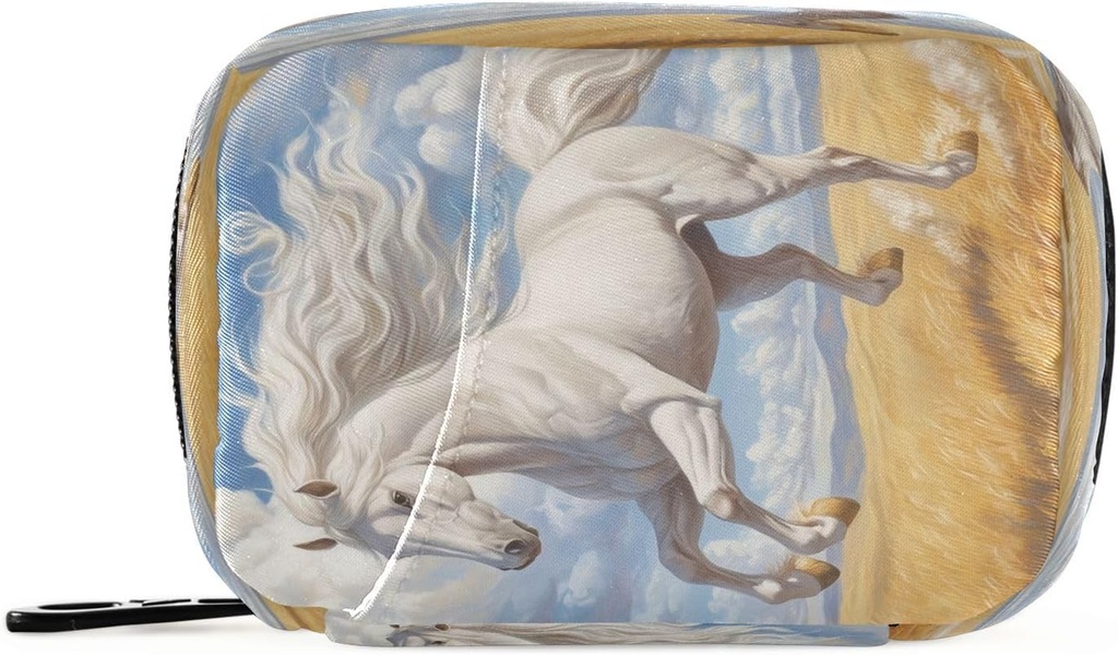 Kør White Horse Travel Pill Organizer Bag, Ugentlig Daily Pill Case Bag Portable Pill Box for Vitamin Supplement Medicin