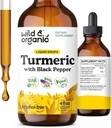 Wild & Organic Gurkemeje Tinktur - Gurkemeje med sort peber ekstrakt - Mobility Support - Curcumin Root Liquid Drops - Vegan, Sukker & Alkohol- Free - 4 fl oz