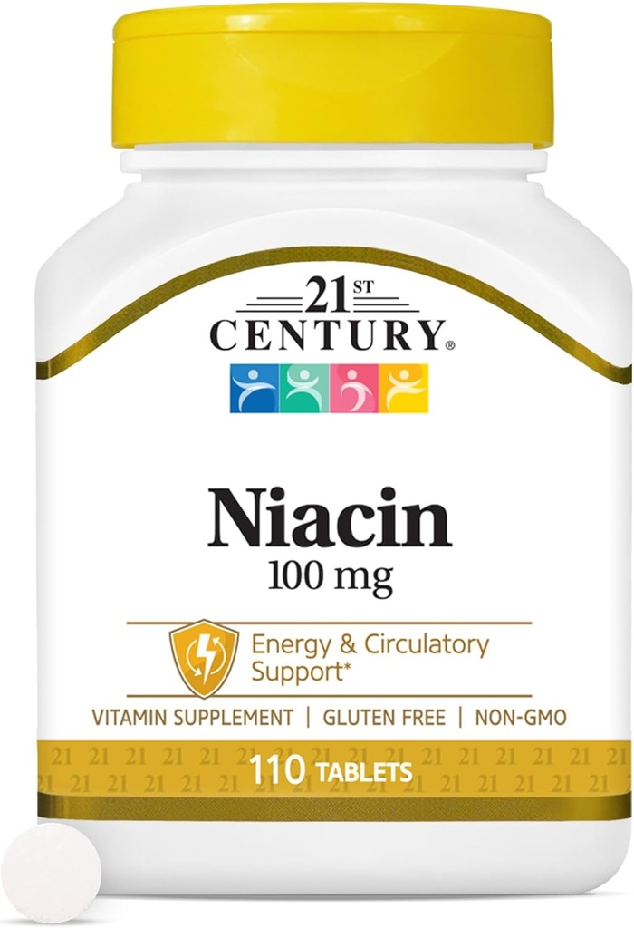 21. Century Niacin Tablets, 100 mg, 110 Count