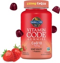 Life Vitamin Code CoQ10 Gummies 150 mg, Coenzym Q10 for Heart Health, Energy Production & Sund Aging + Prebiotika & Probiotika til fordøjelse, Non- GMO, Gluten- Free, 60 Strawberry Gummies