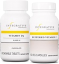 Integrativ terapi Bundle med buffered C-vitamin 1000 mg, 60 kapsler & D3-vitamin 125 mcg, 90 tyggetabletter - Buffered C-vitamin til antioxidant support * - D3-vitamin til support sundhed *