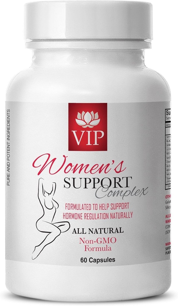 Menopause Relief Kosttilskud - Kvinder Support Complex Natural - Black Cohosh Kapsler, Menopause Kosttilskud til kvinder, Menstruelle Regulator, Lakrids Root, Velsignet Thistle, 1 flaske (60 Kapsler)