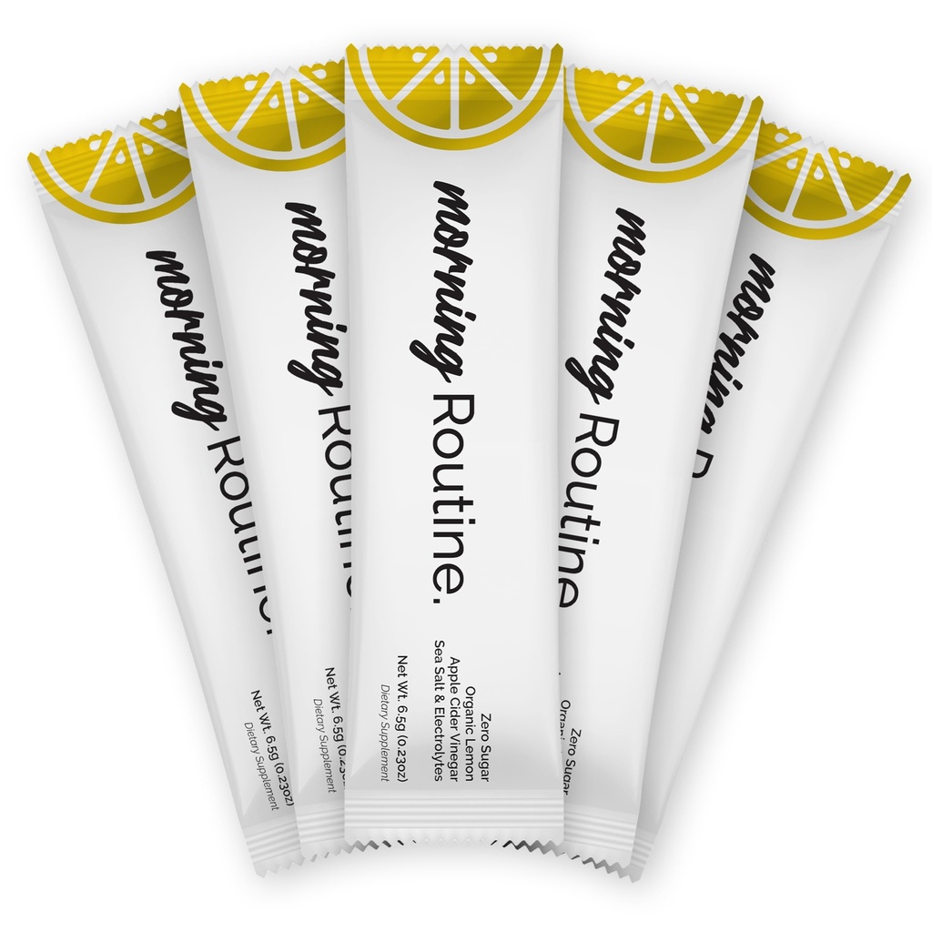 ROUTINE Morning Daily Hydration Mea124; Electrolyte Powder Packets with Apple Cider Vincate, Lemon, and Sea Salt Meap 124; Keto & Paleo-Friendly Electrolyte Drink Mix (5 Pack)
