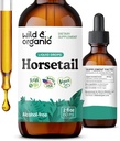 Wild & Organic Horsetail Extract Drops - Hår Skin Nails Support - Flydende Horsetail Supplement - Herb Powder baseret tinktur - Vegan, Sukker & Alkohol- Free - 2 fl oz