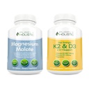 Rent holistisk Magnesium Malat 400mg + D3 125mcg K2 MK7 90mcg - 270 tabletter & 150 kapsler - Vegetarisk Bundle - Made in USA