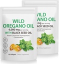 Oregano Oil Capsules, 240 Softgels, 2 in 1 6.000mg Wild Oregano Oil with Black Seed Oil 200mg Supplement- 4X Strength Carvacrol & Thymoquinone, Gluten Free & Non- GMO