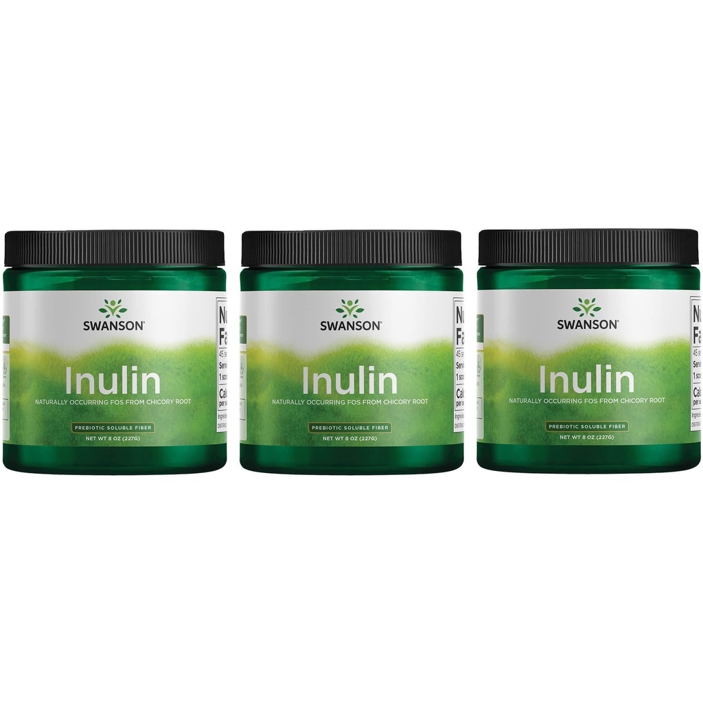 Swanson Inulin - Prebiotic Opløselig Fiber Powder Fremme fordøjelsessygdomme - naturligt occurring FOS fra Chicory Root Support Samlet Gut Performance - (8 oz Hver) (3 Pack)