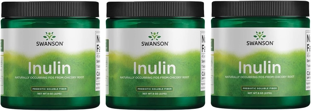 Swanson Inulin - Prebiotic Opløselig Fiber Powder Fremme fordøjelsessygdomme - naturligt occurring FOS fra Chicory Root Support Samlet Gut Performance - (8 oz Hver) (3 Pack)