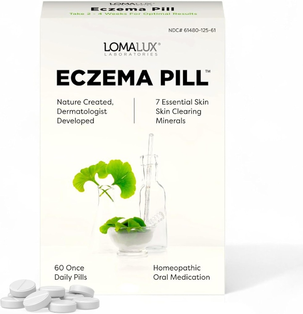 Loma Lux Eksem piller - Natural Eksem Behandling Relief Remedy - Dermatolog Udviklet - 7 mineral Clear & forhindre Svær Eksem skalering, Udslæt, Anti-Itch hud krop ansigt for voksne, børn, tandlæger