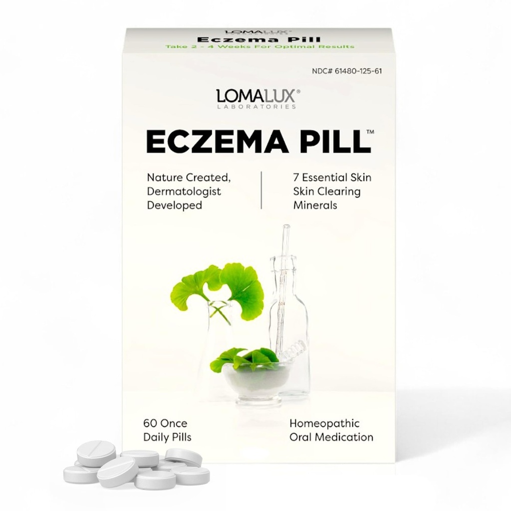 Loma Lux Eksem piller - Natural Eksem Behandling Relief Remedy - Dermatolog Udviklet - 7 mineral Clear & forhindre Svær Eksem skalering, Udslæt, Anti-Itch hud krop ansigt for voksne, børn, tandlæger