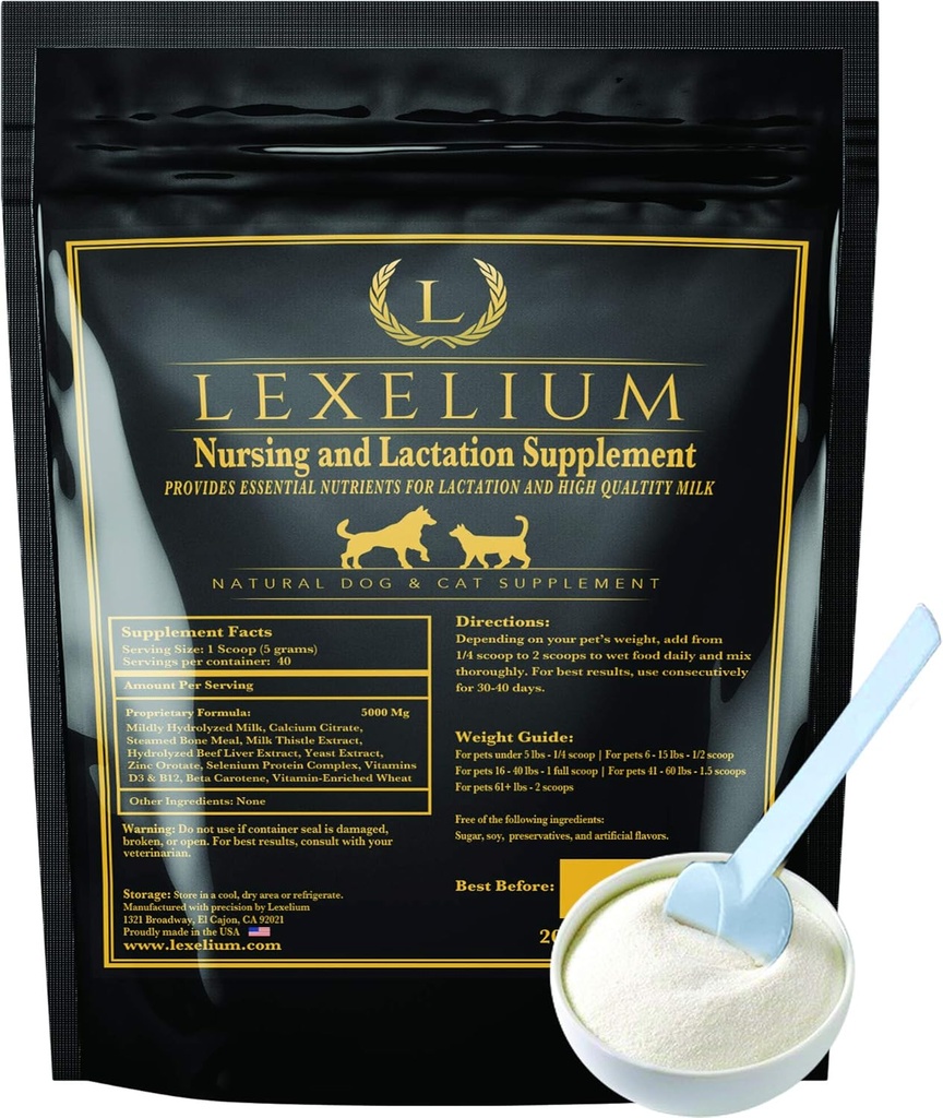 Nursing supplement og vitaminer til ammende hunde og katte - Nursing, Amning og Inddrivelse Supplement for opdrættere - Muskel & Mental Development for Hvalpe og killinger - 200g