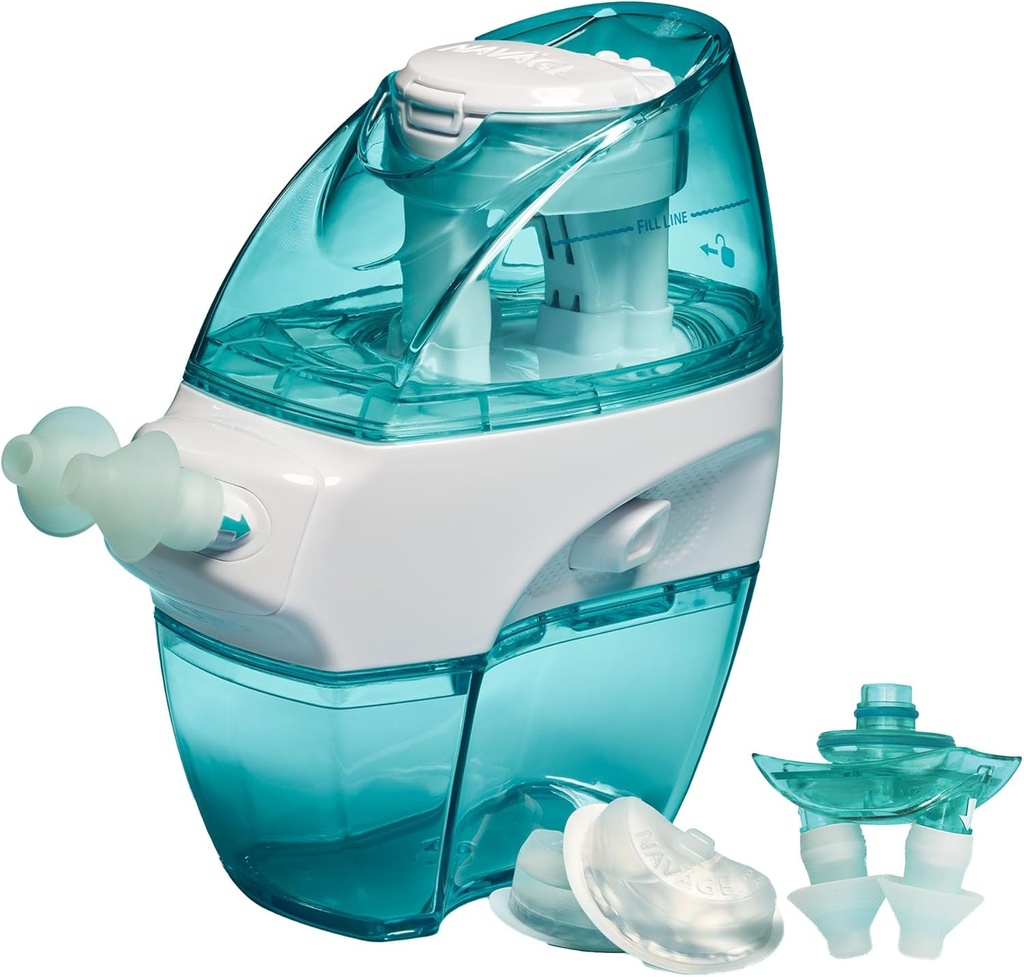 Navage Multi- Bruger Bundle - Navage kunstvanding System - Saline Nasal Rinse Kit med 1 Næse Renere, 30 Salt Pods, og ekstra Nasal Dock og par af Næse puder