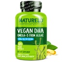 NATURELO Vegan DHA - Omega 3 Olie fra Alger - Supplement for hjerne, hjerte, fælles, Eye Health - Giver essentielle fedtsyrer til kvinder mænd og børn - Supplementer Prenatal Vitaminer - 120 Softgels
