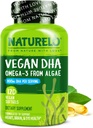 NATURELO Vegan DHA - Omega 3 Olie fra Alger - Supplement for hjerne, hjerte, fælles, Eye Health - Giver essentielle fedtsyrer til kvinder mænd og børn - Supplementer Prenatal Vitaminer - 120 Softgels