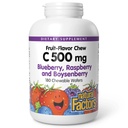 Naturlige faktorer Kids tyggetabletter C 500 mg, understøtter immunforsvar, knogler, tænder og tandkød, blåbær, hindbær og boysenbær, 180 Wafers