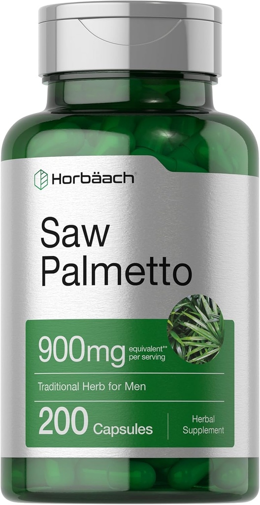 Horbaach Saw Palmetto Extract 124; 900mg Yep 124; 200 Kapsler; 124; Non- GMO og Gluten Free Formel 124; Traditional Herb Supplemented 124; fra Saw Palmetto Berries