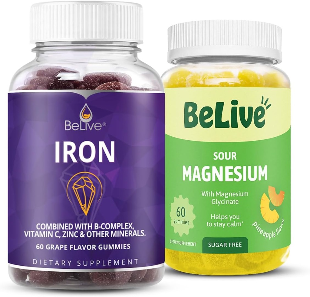 BeLive Jern og Magnesium gummier for blod oxygen, afslapning, bedre søvn
