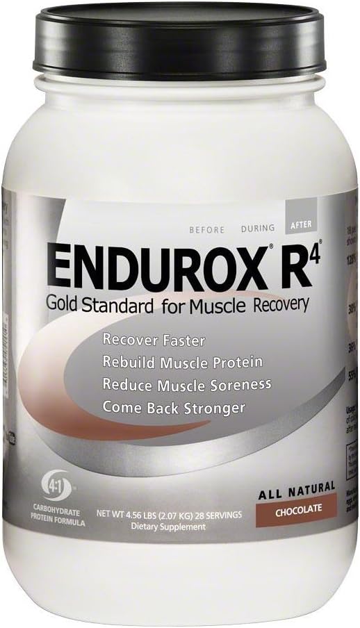 Endurox R4 af PacificHealh - All Natural Post Workout Recovery Drink Mix med Protein + Carbs & Electrolytes - for hurtigere inddrivelse, Reduceret ømhed & muskeltræning - 28 Serveringer (chokolade)