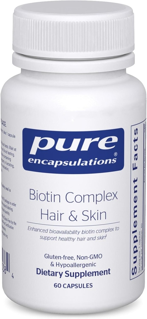 Pure Encapsulations Biotin Complex Hair & Skin | Biotin Complex for Healthy Hair and Skin Support | 60 Capsules