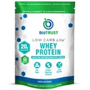 BioTrust Low Carb Lite, lav kalorie protein pulver - lav carb, sukker fri, lavt natrium, Keto protein pulver - 20g grass- Fed Whey Protein isolere med fordøjelige enzymer - Unflavored, 14 Servere