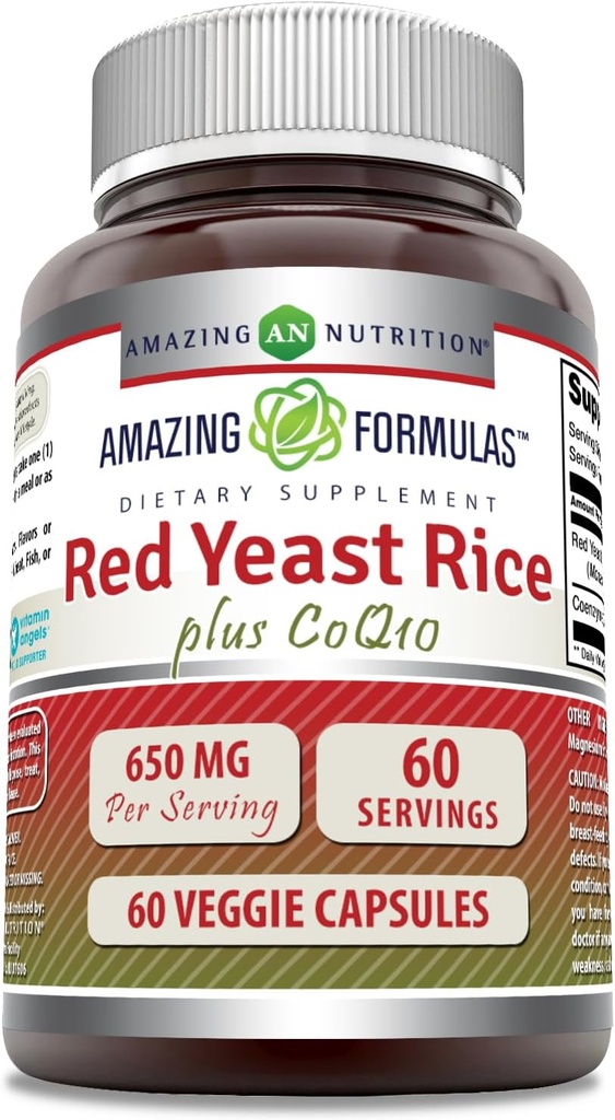 Amazing Formulas Red Gær Rice 600 Mg Plus Coq10 50 Mg øb 124; Veggie Kapsler Supplement 124; Non- GROMLE 124; Gluten Free
