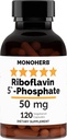 MONOHERB Riboflavin 5 '- phosphat 50 mg - 120 Vegetariske kapsler - Bioactive Vitamin B2