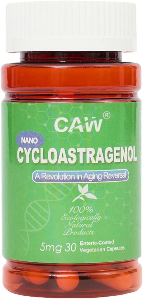 CAW Telomere Supplement: 124; Anti- Aging Telomere Længde: 124; DNA Repair Cell Health: 124; Nano Cycloastagenol: 5Mg 30Entertain- Coated Capsules 1 flaske