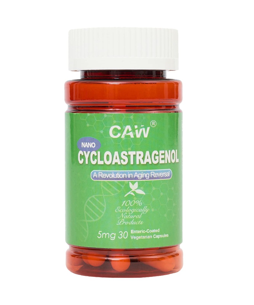 CAW Telomere Supplement: 124; Anti- Aging Telomere Længde: 124; DNA Repair Cell Health: 124; Nano Cycloastagenol: 5Mg 30Entertain- Coated Capsules 1 flaske