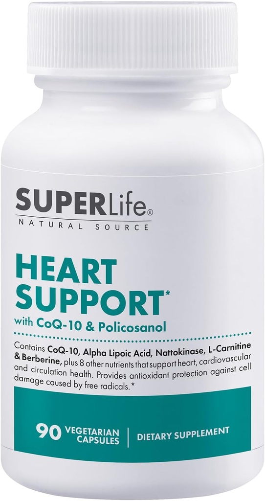 Heart Support - med CoQ- 10, Quercetin, L- Carnitin Fumarate, L- Arginin, Berberine, Inositol, Magnesium Citrate & Taurine; Understøtter Heart & Cardiovaskulær Health