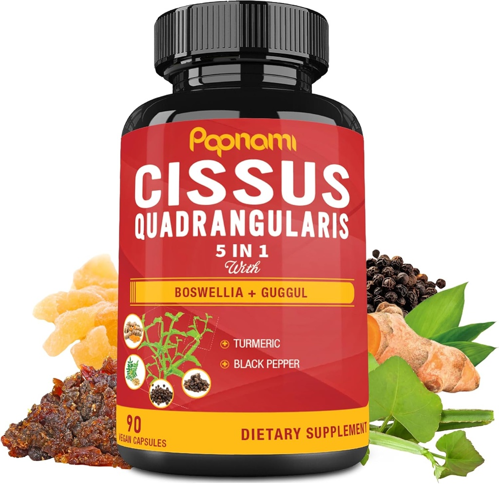 Super Cissus Quadrangularis Uddrag Kapsler med Boswellia, Guggul, Gurkemeje, Pepper Budd124; 3 Months Supply