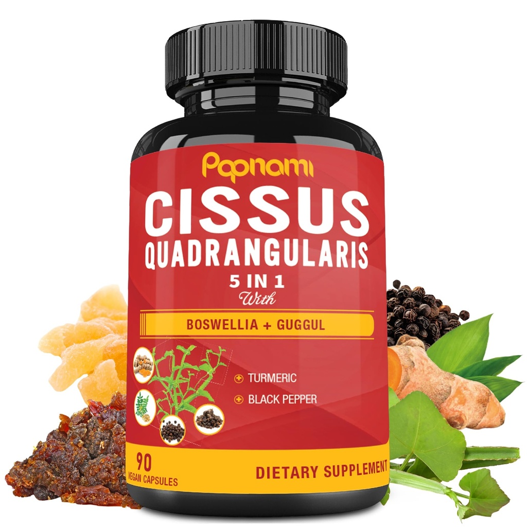Super Cissus Quadrangularis Uddrag Kapsler med Boswellia, Guggul, Gurkemeje, Pepper Budd124; 3 Months Supply