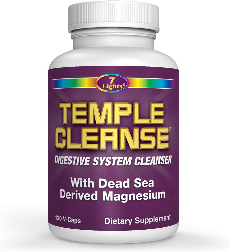 Temple Cleanse 120 Capsules Measures 124; Oxygen & Dead Sea Magnesium Colon Cleanse Detox, Fast- Fungerende Forstoppelse Relief, Ingen Gas / Bloating, Vegansk Gluten- Gratis fordøjelsesrense, Let på Mave for kvinder og mænd