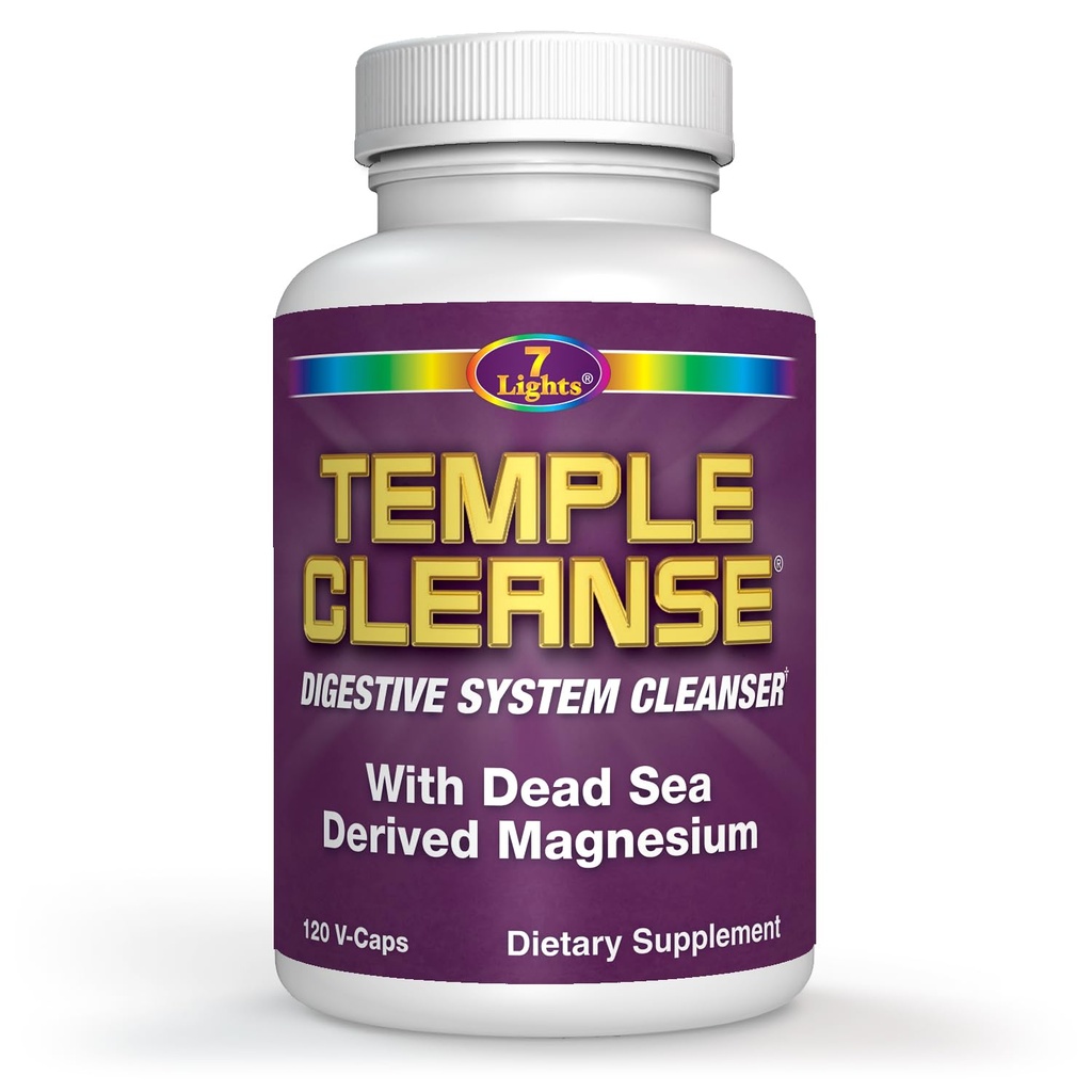 Temple Cleanse 120 Capsules Measures 124; Oxygen & Dead Sea Magnesium Colon Cleanse Detox, Fast- Fungerende Forstoppelse Relief, Ingen Gas / Bloating, Vegansk Gluten- Gratis fordøjelsesrense, Let på Mave for kvinder og mænd