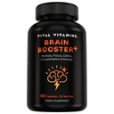 Vital Vitaminer Nootrop Brain Supplement Plus - for hukommelse, fokus, koncentration, Neuro Energy, Clarity - med løvens Mane svampe - 60 kapsler